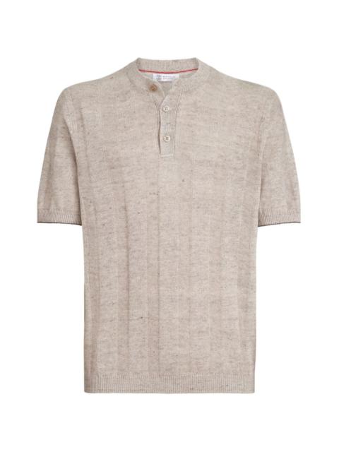Brunello Cucinelli ribbed Henley-collar T-shirt