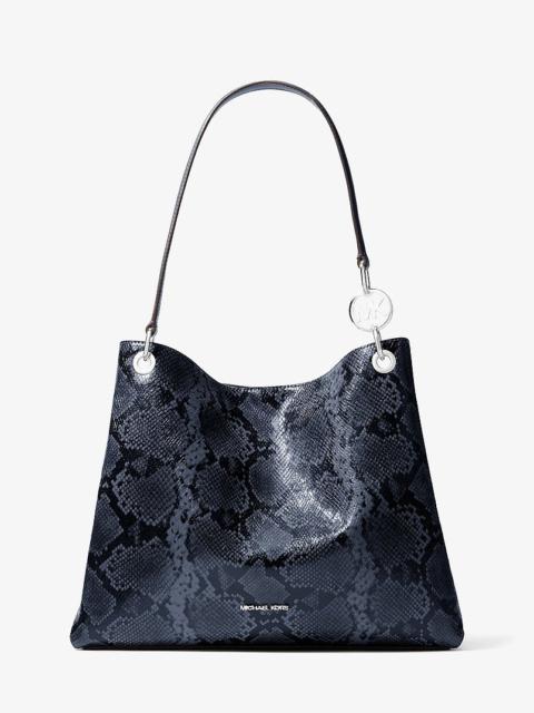 MICHAEL KORS Christina Large Snake Embossed Shoulder Bag