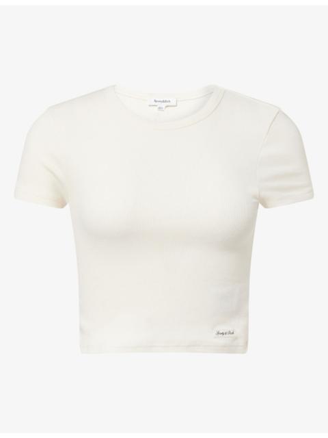 Sporty & Rich Brand-Tab Ribbed Stretch-Cotton T-Shirt