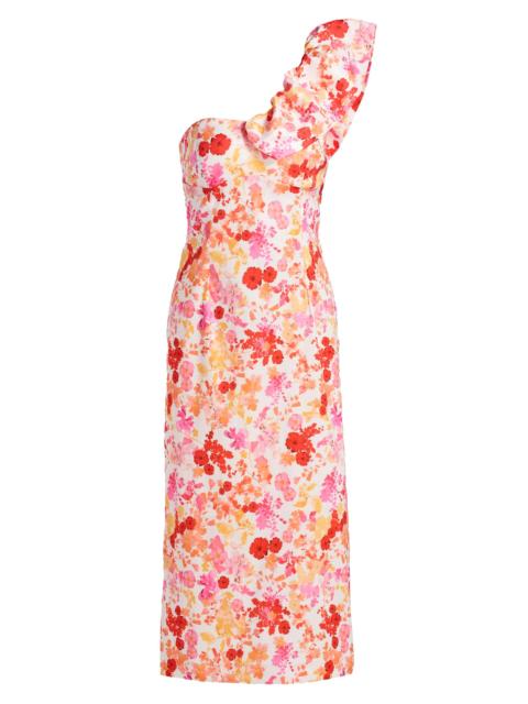 KIKA VARGAS Women's Lucy Poppy One-Shoulder Midi-Dress - Coral