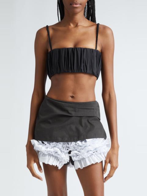 Molly Goddard Molly Goddard Kelly Ruched Cotton Blend Bra Top in Black at Nordstrom