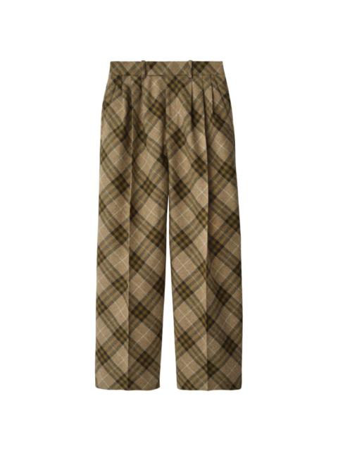 pleated checkered tailored trousers