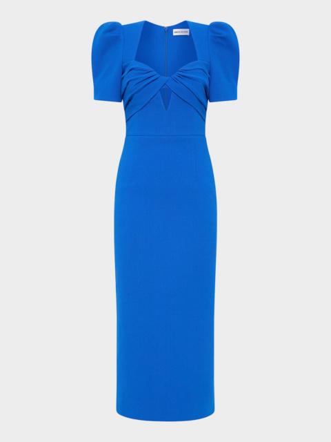 REBECCA VALLANCE Antonella Puff-Sleeve Sweetheart Midi Dress