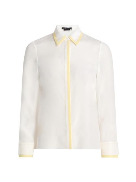 Alice + Olivia Women's Willa Contrast-Trim Silk Shirt - Off White Butter