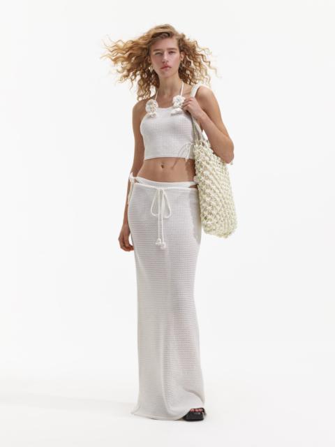 self-portrait White Crochet Crop Top