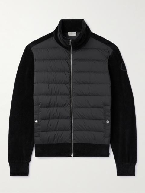 Moncler Ribbed Cotton-Blend Chenille and Quilted Shell Down Zip-Up Cardigan