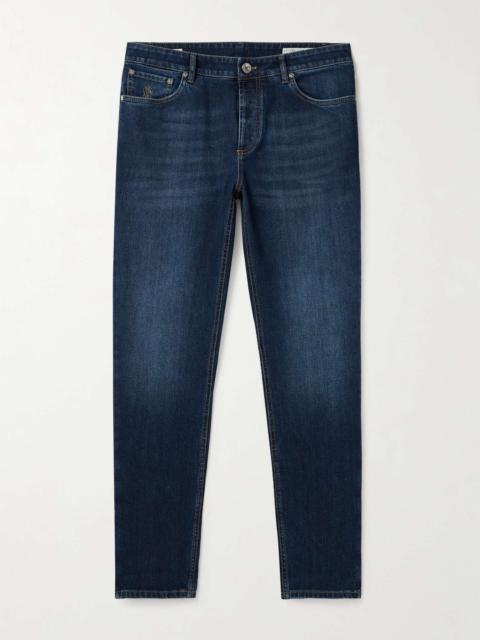 Brunello Cucinelli Slim-Fit Straight-Leg Logo-Embroidered Jeans