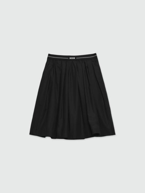 MSGM Wide poplin skirt with MSGM elastic