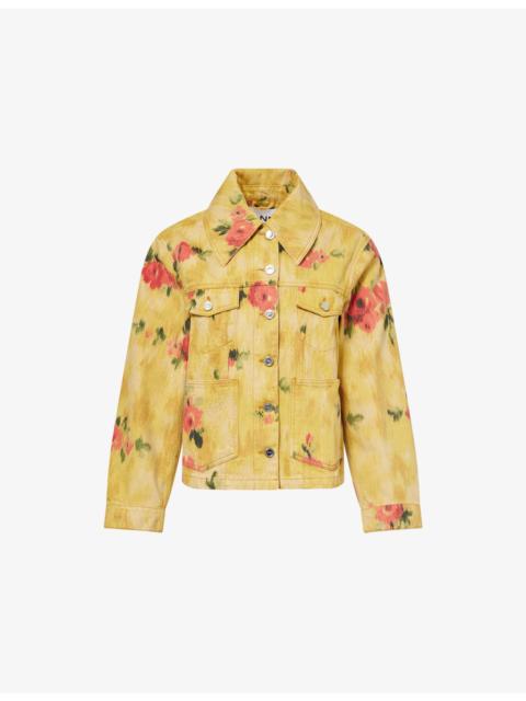GANNI Printed Oversized Denim Jacket