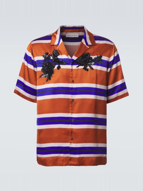 Dries Van Noten Embellished striped satin shirt
