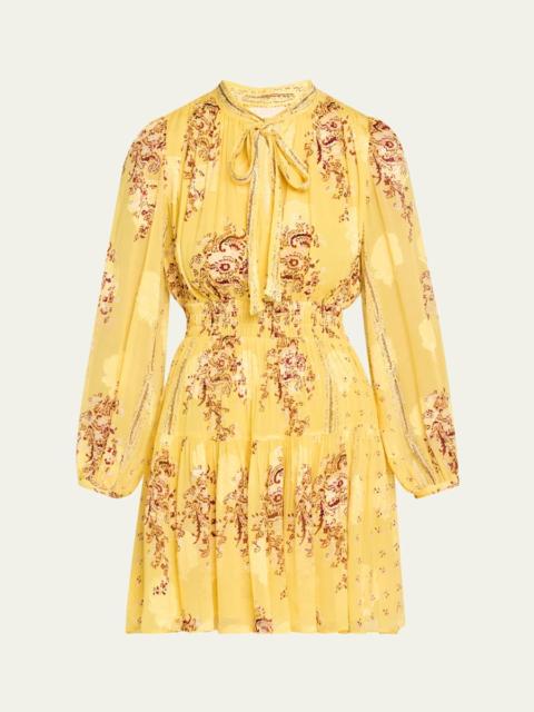 Maris Necktie Long-Sleeve Mini Dress