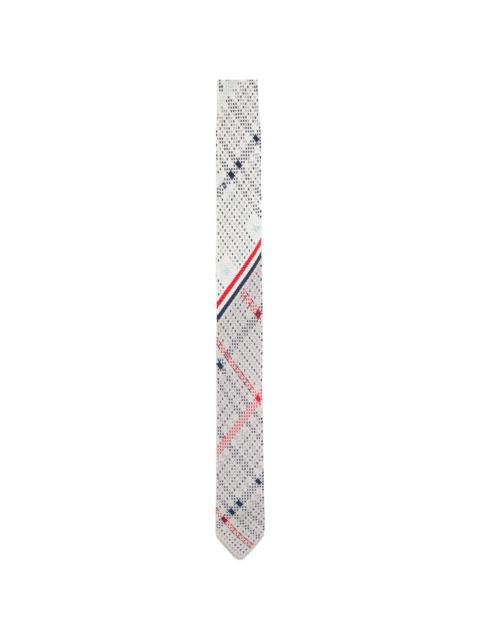 Thom Browne White Plaid Check Silk Knit RWB Tie