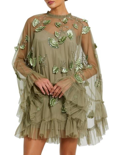 MAC DUGGAL Women's Mac Embellished Mesh A-Line Minidress - Sage