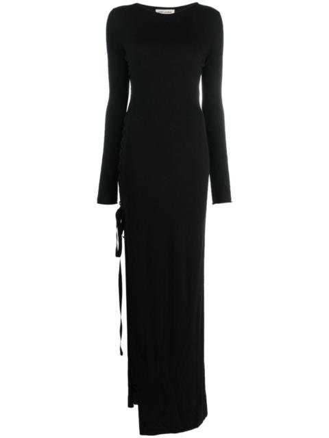SAINT LAURENT side-slit wool maxi dress