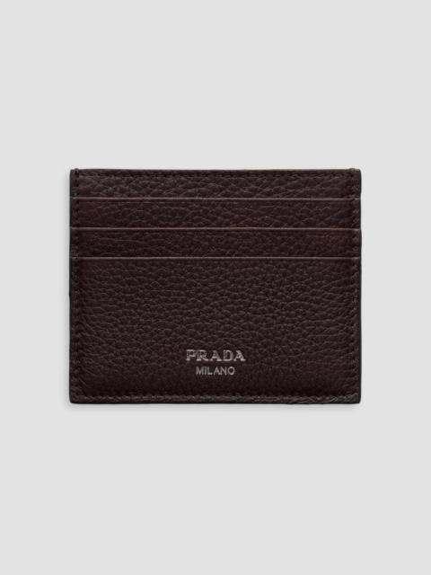 Prada Men's Leather Card Holder - Brown