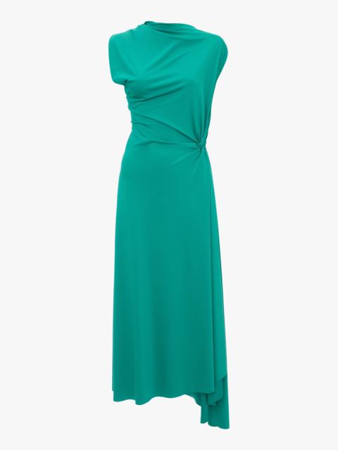 Victoria Beckham Asymmetric Drape Midi Dress In Peacock
