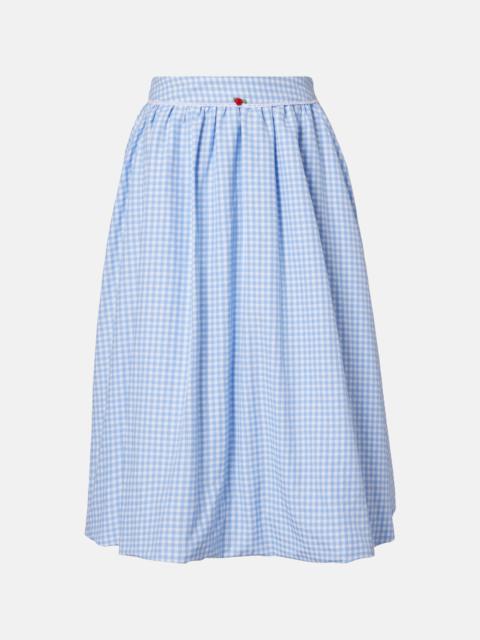 BANANHOT Alba gingham cotton poplin midi skirt