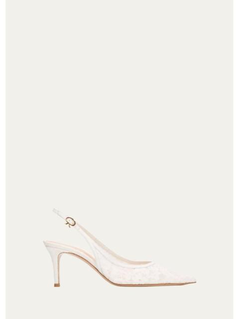 Gianvito Rossi 70mm Floral Lace Slingback Pumps
