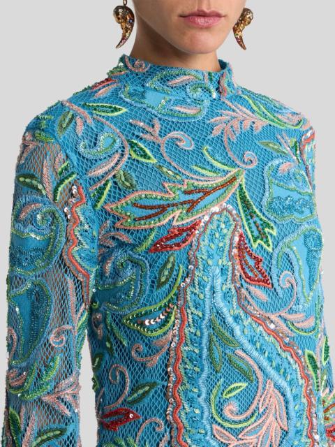 Etro CROCHET-EFFECT MINI DRESS WITH SEQUIN EMBROIDERY