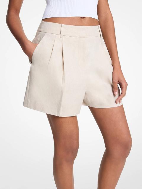 MICHAEL KORS Pleated Linen and Cotton Shorts