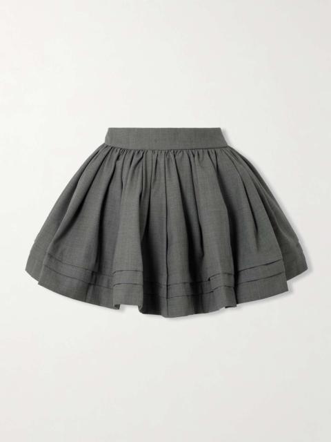 Gathered wool and silk-blend mini skirt