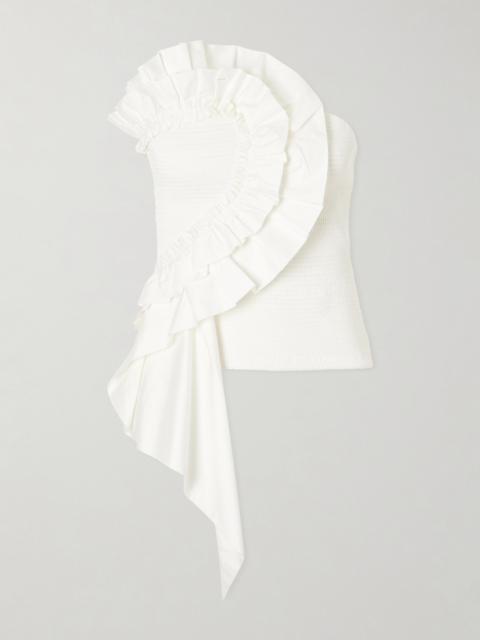 FARM RIO Strapless Ruched Cotton Tank