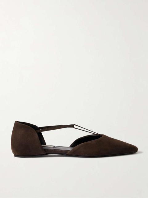 Totême The T-strap suede point-toe flats Brown