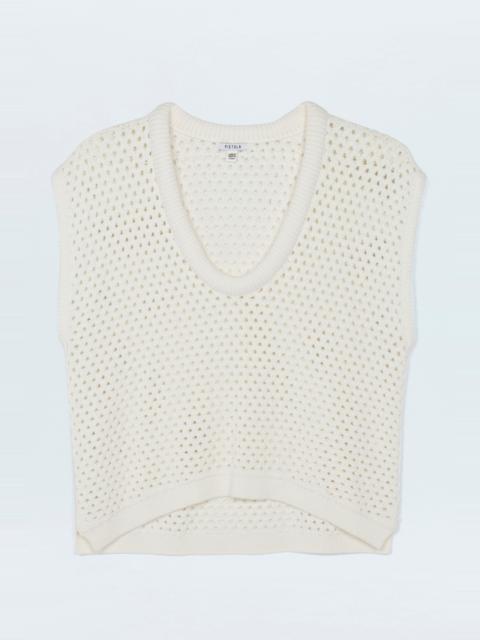 PISTOLA BECK OPEN KNIT CROPPED SWEATER - LE BLANC