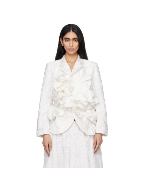 Comme Des Garçons Off-White Gros Grain Lace Pattern Garment Treated Blazer