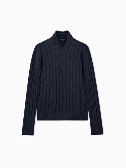 GIORGIO ARMANI SWEATER REGULAR FIT IN WOOL WITH LARGE RIB STITCH