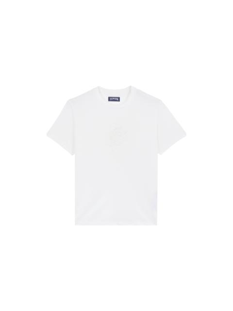 Vilebrequin Men Cotton T-shirt Embroidered tone on tone Turtle
