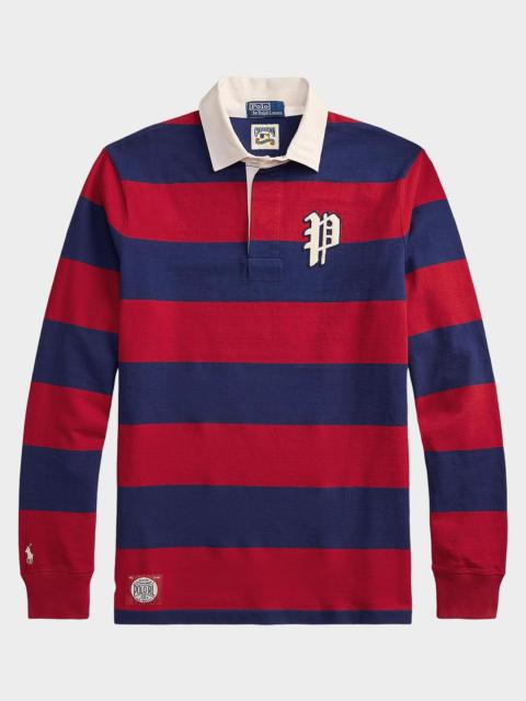 Polo Ralph Lauren Men's Phillies Rugby Striped Stretch-Cotton Jersey Long-Sleeve Polo Shirt