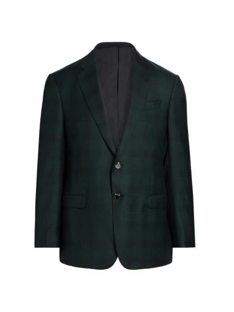 GIORGIO ARMANI Men's Plaid Wool-Cashmere Single-Breasted Blazer - Teal