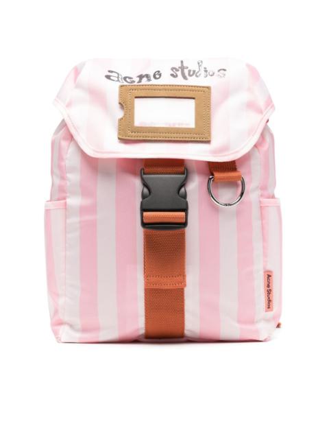 logo-print striped backpack