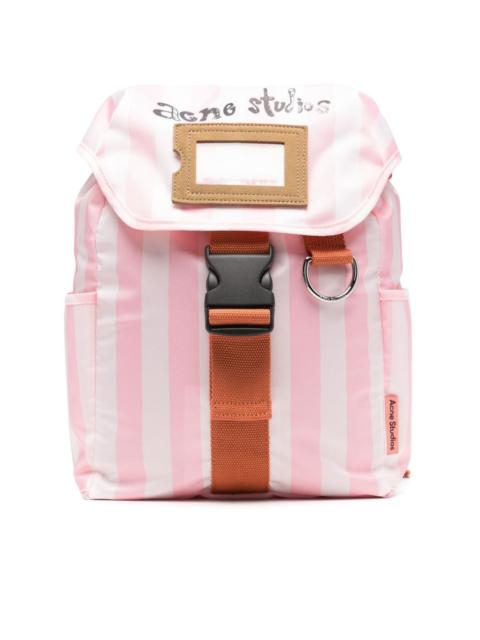 logo-print striped backpack