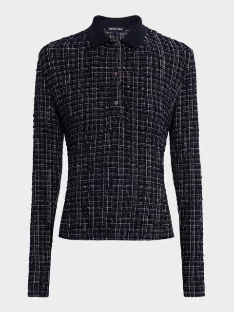 VERONICA BEARD Benedetta Long-Sleeve Textured Plaid Top