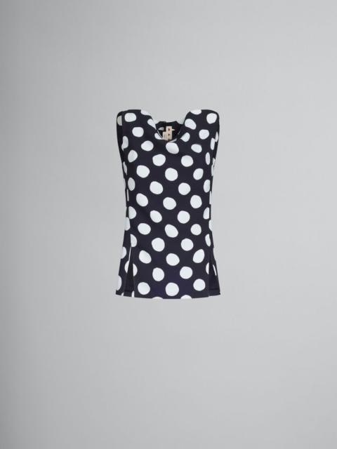 BLACK CADY BOAT-NECK TOP WITH POLKA DOTS