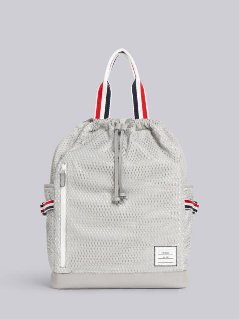 Thom Browne Medium Grey Heavy Athletic Mesh Stripe Webbing Strap Tote Backpack