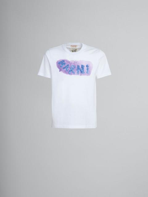 Marni IVORY BIO COTTON T-SHIRT WITH GRAPHIC PRINT