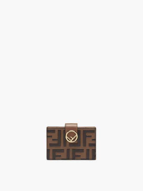 FENDI Brown leather gusseted card holder