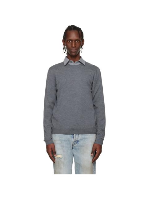 BOSS Gray Slim-Fit Merino-Wool Sweater