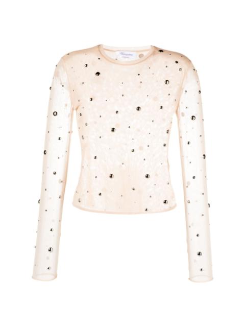 metal-embellishment tulle top