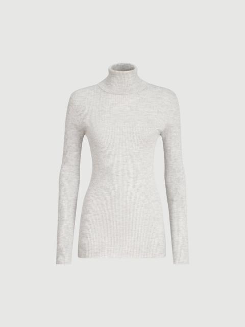 Brunello Cucinelli Lightweight turtleneck sweater in sparkling cashmere and silk rib knit