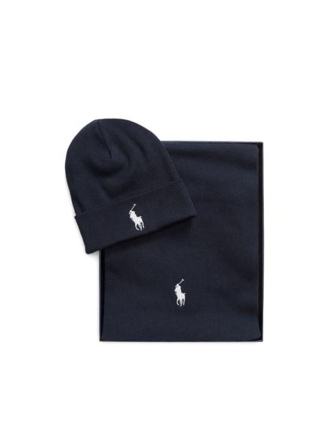 Polo Ralph Lauren logo-embroidered hat and scarf set