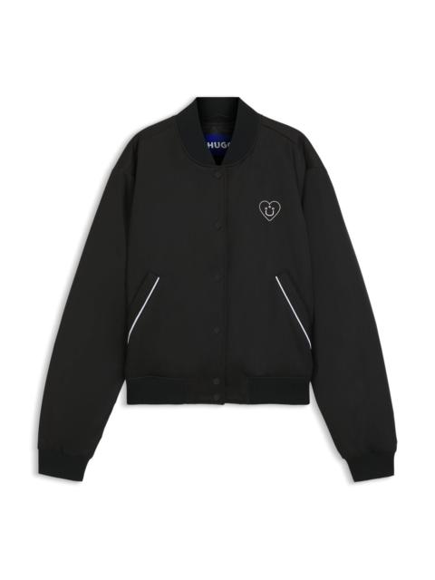 HUGO PADDED VARSITY-STYLE JACKET WITH HAPPY HUGO LOGOS