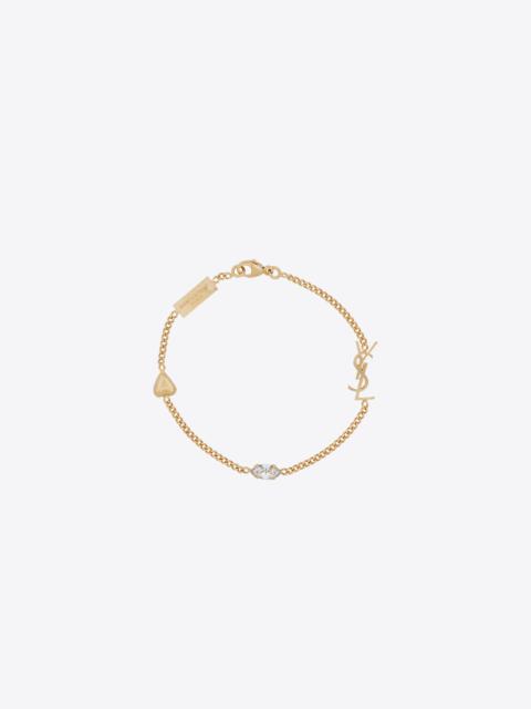 SAINT LAURENT RHINESTONE CASSANDRE CHARM BRACELET