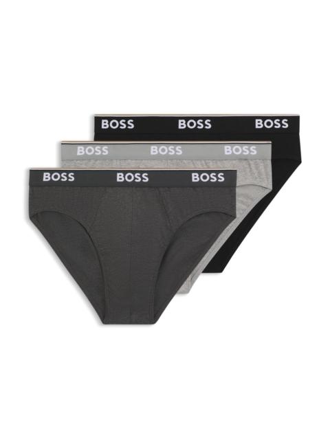 BOSS THREE-PACK OF STRETCH-COTTON BRIEFS WITH LOGO WAISTBANDS