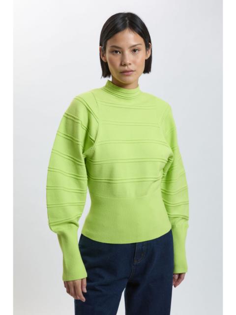 KAREN MILLEN Petite Wool Look Rib Detail Long Sleeve Knitted Top