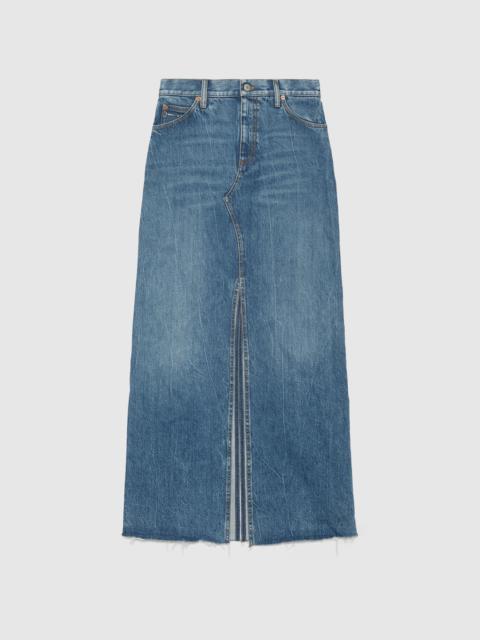 Organic denim skirt with Horsebit