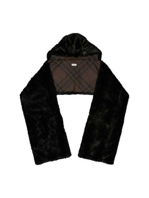 hooded faux-fur scarf